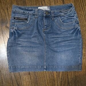 Women's Faded Blue Denim Mini Skirt - Casual Everyday Style